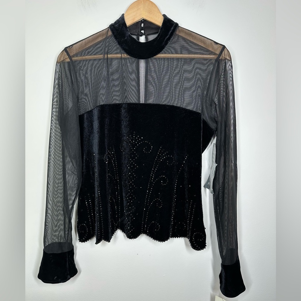 Vintage Deadstock J.R. Nites by Caliendo Black Mesh Beaded Top